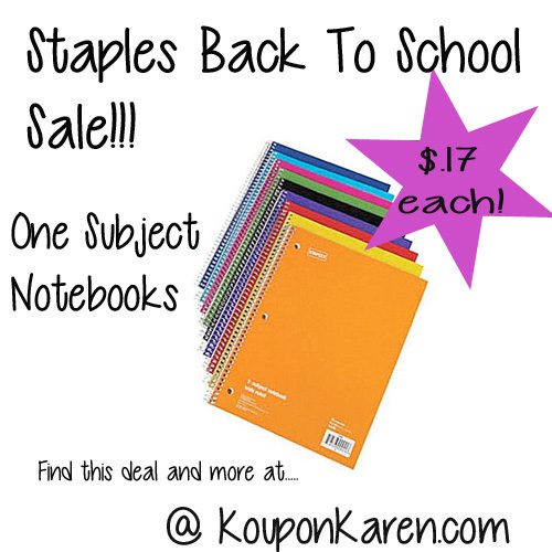 Staples Back To School Deals .17 Notebooks and more!