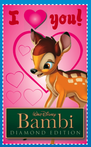 FREE Bambi Valentine’s Day Cards