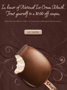 DOVE Ice Cream Printable Coupon