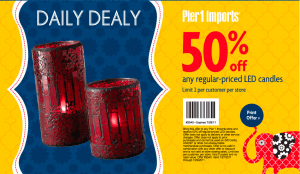 Pier 1 Imports 50% off LED Candles Printable Coupon