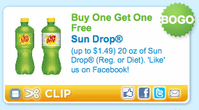 BOGO FREE Sun Drop Soda Pop Printable Coupon