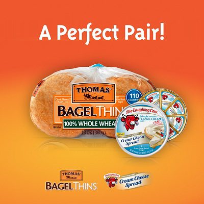 Thomas’ Bagel Thins meet The Laughing Cow Smooth Sensations Cream Cheese!