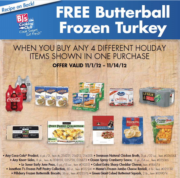FREE Frozen Turkey at BJ’s Wholesale Club with a Participating Purchase