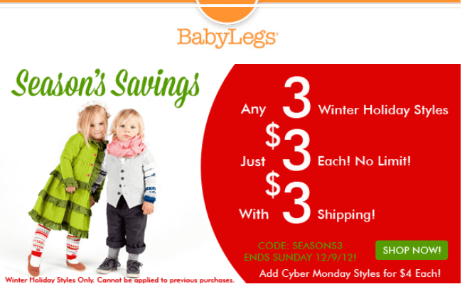 Baby Legs Sale – $3 Each (regular $12) + $3 Shipping