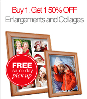 Buy One 5 x7 or 8x 10 Enlargement and Get One 50% off at CVSPhoto.com + FREE In-Store Pick Up