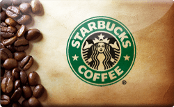 Hot Deal : Up to 20% off Starbucks Gift Cards + an Additional 5% off with Coupon Code