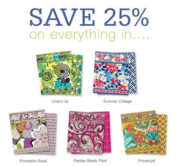 25% off Lime’s Up, Summer Cottage, Portobello Road, Provencal, Paisley Meets Plaid at Vera Bradley.com