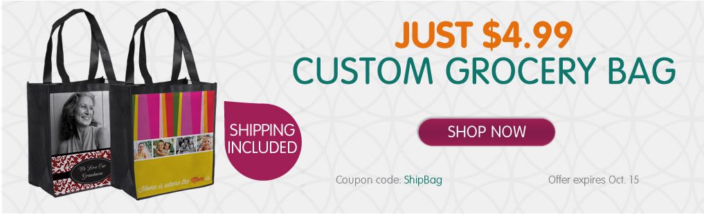 Custom Reusable Grocery Bag for $4.99 + FREE Shipping | Save $9.49
