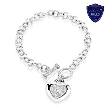 Tiffany & Co Inspired Solid 995 Sterling Silver Heart Charm Bracelet ...