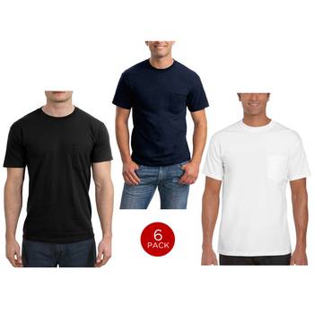 Gildan 100% Cotton Pocket Tees 6-Pack for $18.99