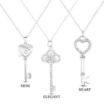 Sterling Silver Diamond Keys Necklace for $15.99