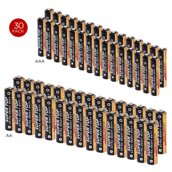 30-Pack Super Top Extra Heavy Duty Long Life Batteries for $2.99