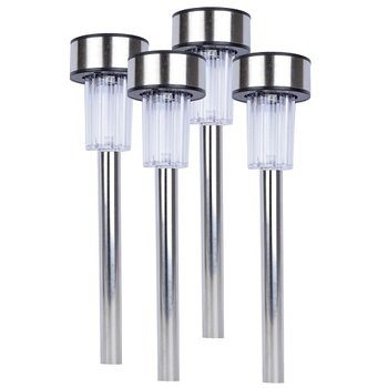 4-Pack VIBE E-SSENTIAL Solar Powered 9″ LED Garden Stake Lamps for $8.99