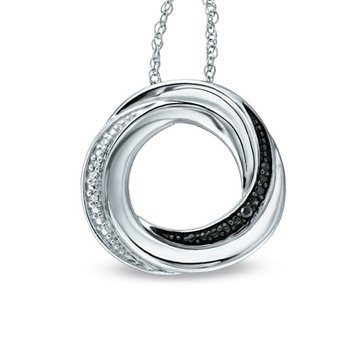 Black and White Diamond Accent Circular Pendant for $19.99 + FREE Shipping