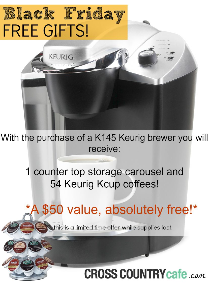 Cross Country Cafe Cyber Monday Sale | FREE Kcups and Stoarge Carousel with Keurig Brewer Purchase