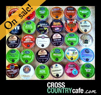 The K-cup 30 ct. Sampler pack for $20.50 at Cross Country Cafe