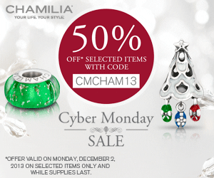 50% off at Chamilia.com for Cyber Monday | Charms as low as $12.50 each