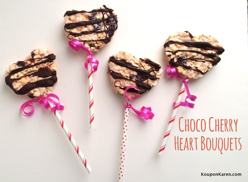 Jolly Time Pop Corn Choco Cherry Heart Bouquets {valentine treat recipe}