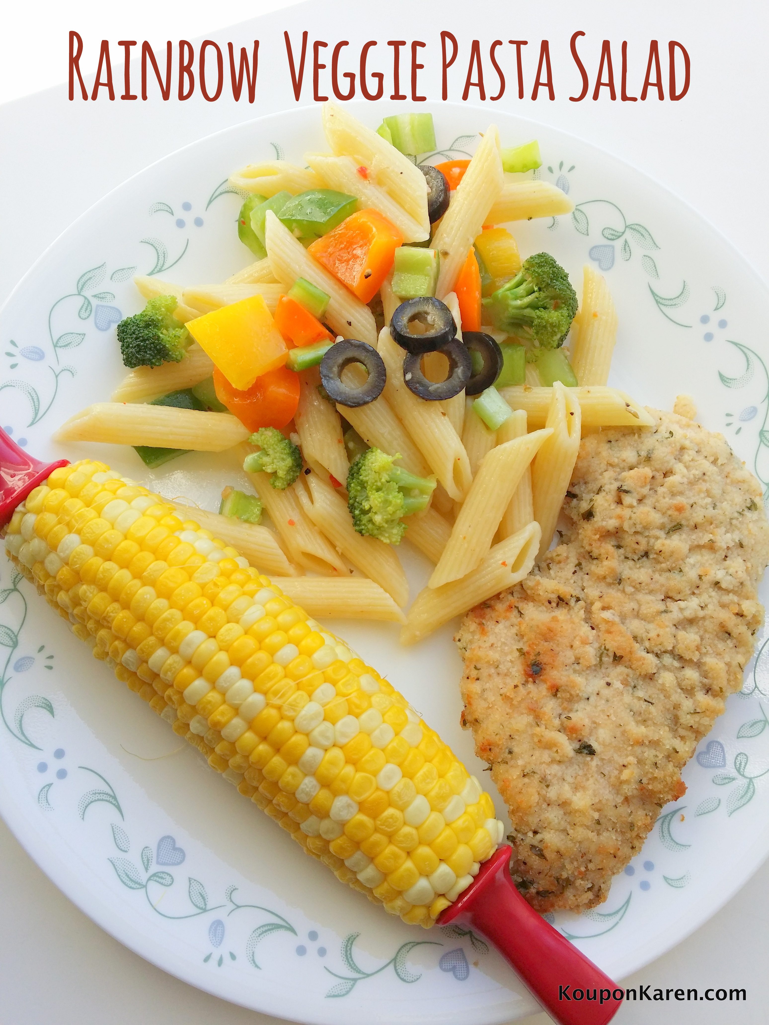 Rainbow Veggie Pasta Salad Side Dish and My Ideal Kitchen Draw #GoodCookcom or #KitchenDrawerContest