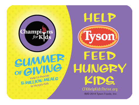 Help Feed Needy Children this Summer with Champions for Kids, Tyson, Birds Eye and State Fair