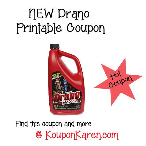 NEW Drano Printable Coupon