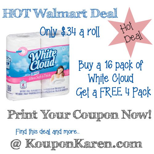 White Cloud Bath Tissue only $.39 a Roll at Walmart