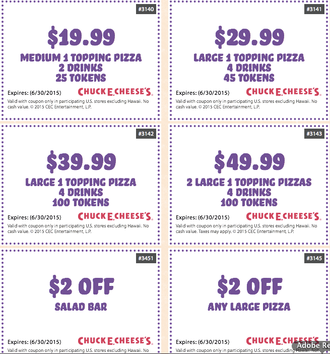 Chuck E Cheese Coupons Print Them For June 2015