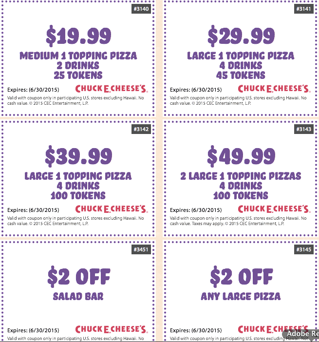 Chuck E Cheese Coupons