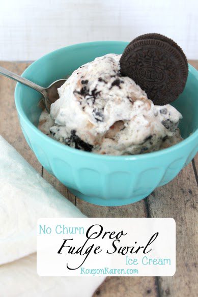 No Churn Oreo Fudge Swirl Ice Cream Recipe