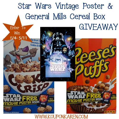 Exclusive Star Wars Vintage Posters now Available in your Favorite General Mills Cereal Box {Giveaway}