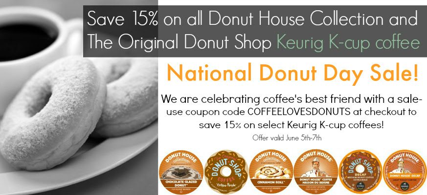 National Donut Day K-Cup Sale | 15% off Donut Shop & Donut House K-Cups