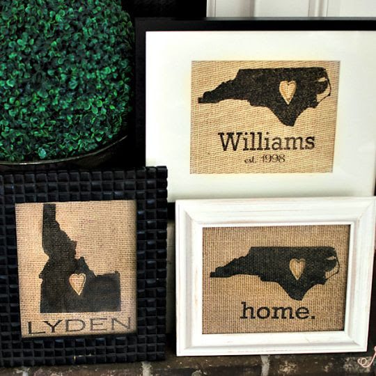 Custom State Burlap Prints only $6.95