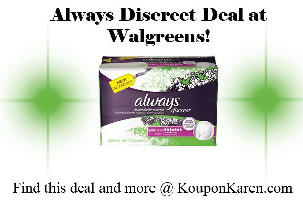 Always Discreet Underwear Deal at Walgreens!