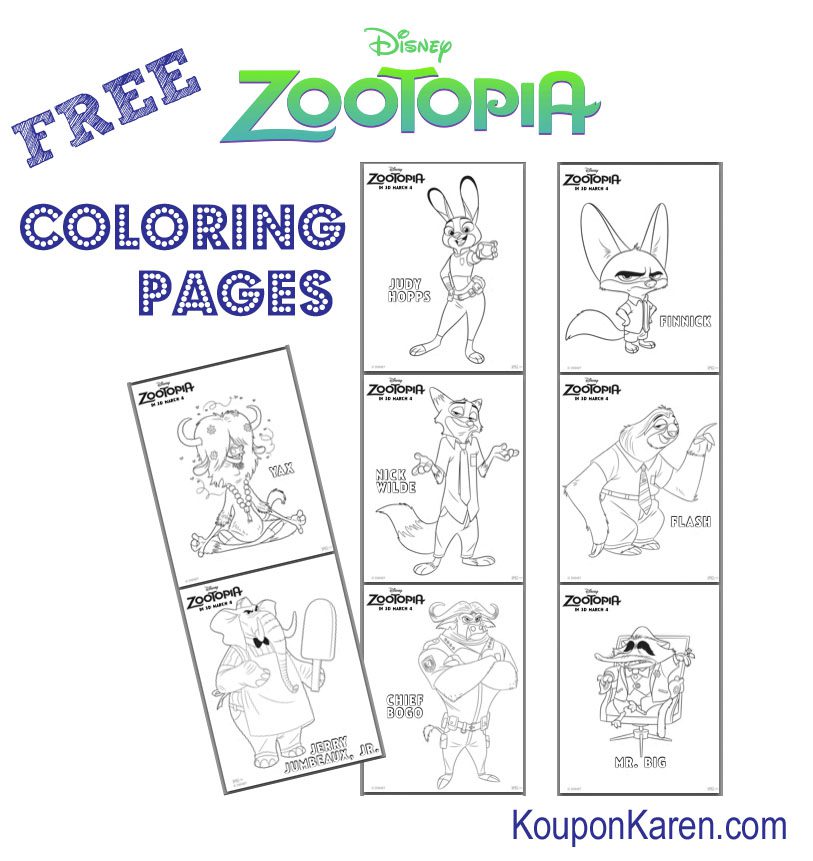 FREE Zootopia Coloring Sheets & more!