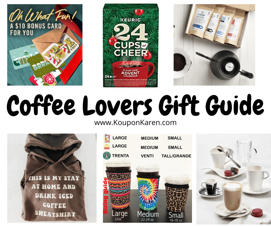 Coffee Lovers Gift Guide – Coffee, Sweathshirts, Koozies, Cups, Gift Cards and more!