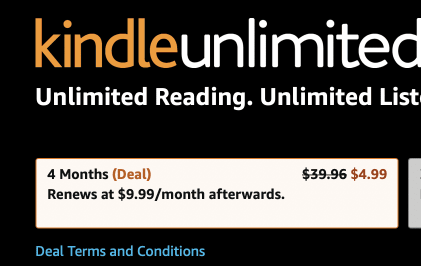 Kindle Unlimited Membership just $4.99 for 4 Months!