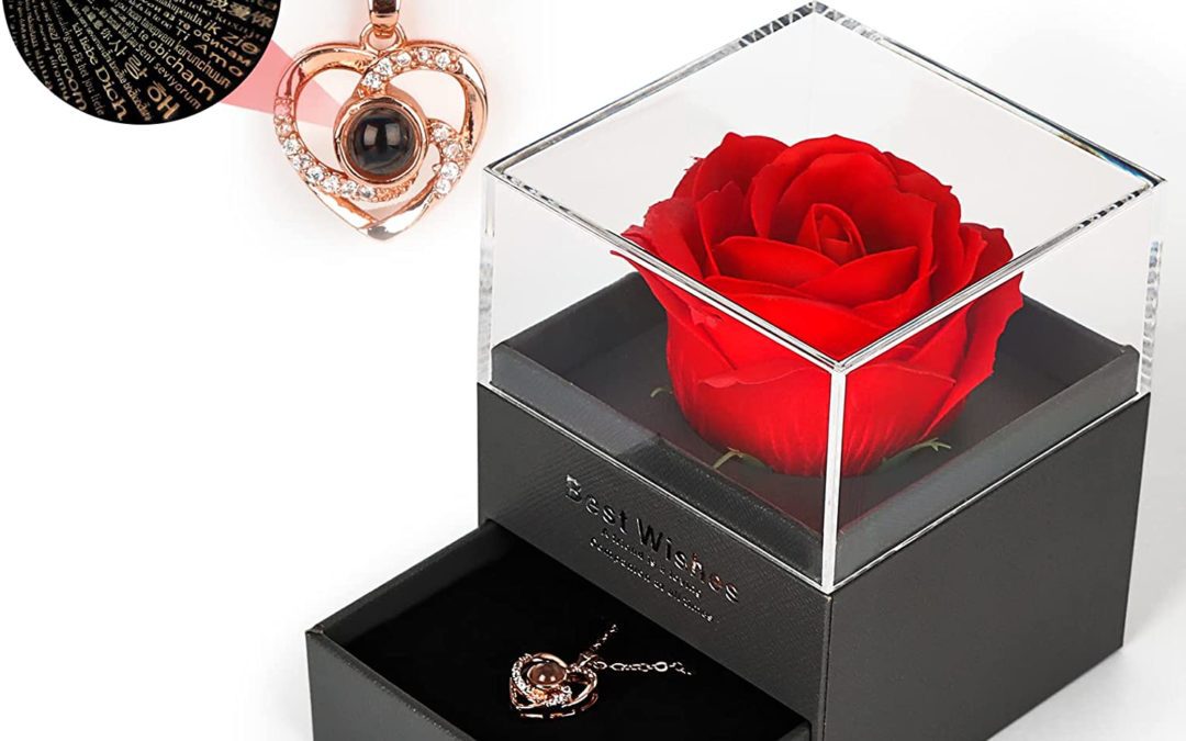 Mother’s Day Gift Idea – 50% off Preserved Real Rose with Hearth Necklace