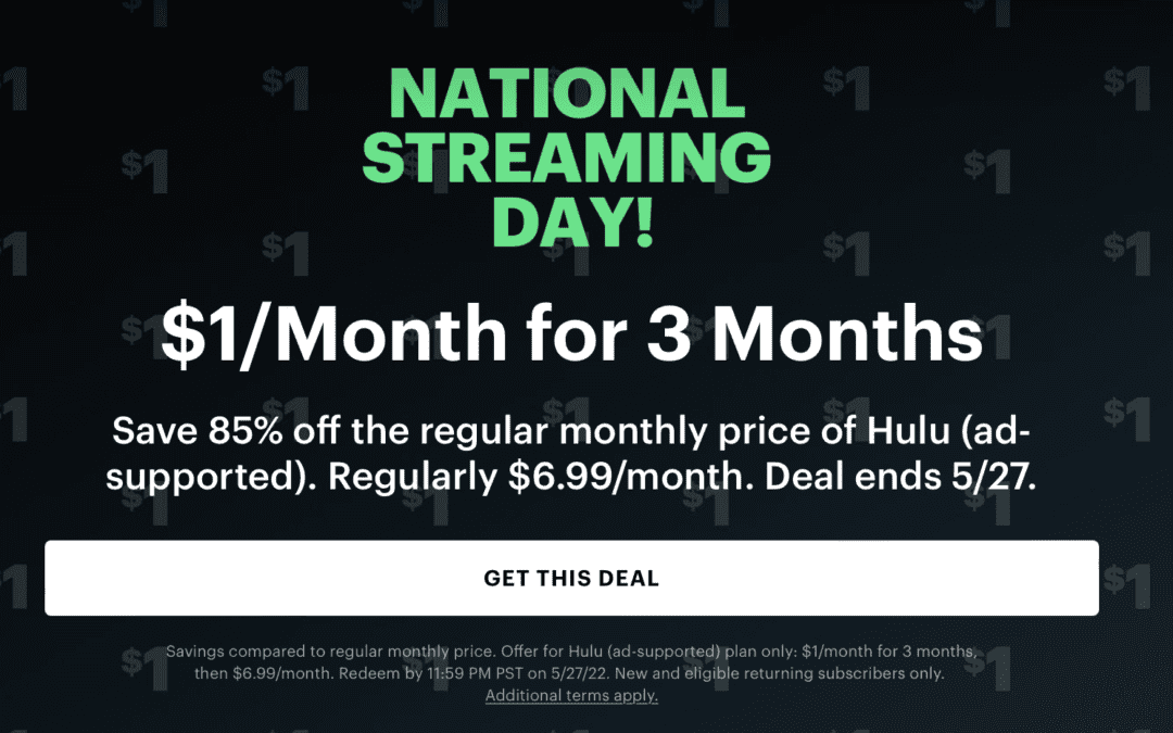 Hulu Deal – 3 Months for $1