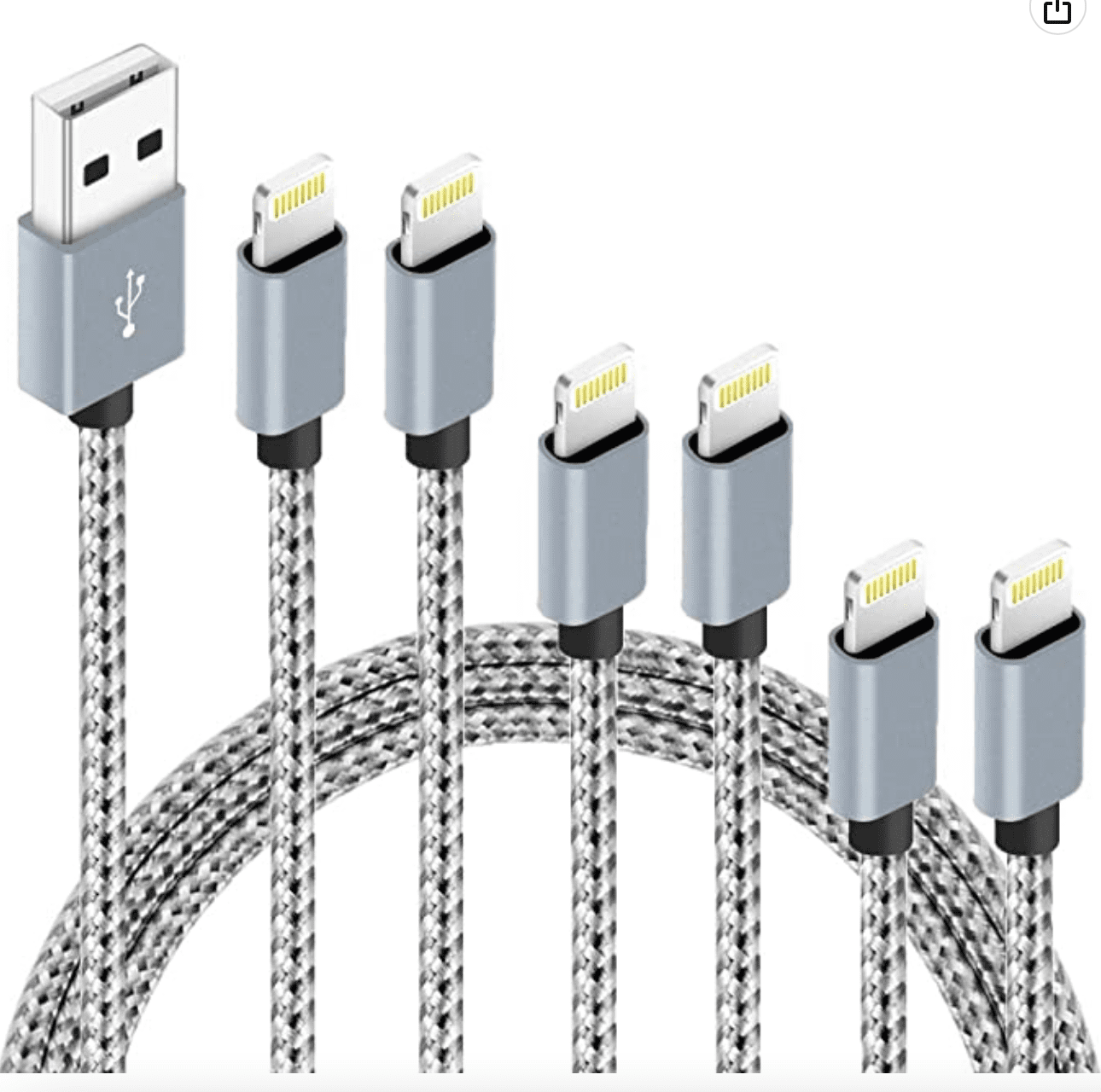 Lightning Cable,NANMING Charger Cables 4Pack 3FT 6FT 6FT 10FT to USB Syncing Data and Nylon Braided Cord Charger for iPhone X/8/8 Plus/7/7 Plus/6/6 Plus/6s/6s Plus/5/5s/5c/SE and More Gray+White 