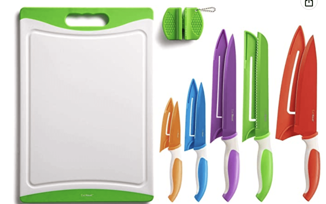 12-Piece Colorful Kitchen Knife & Cutting Board Set – $16.05 shipped