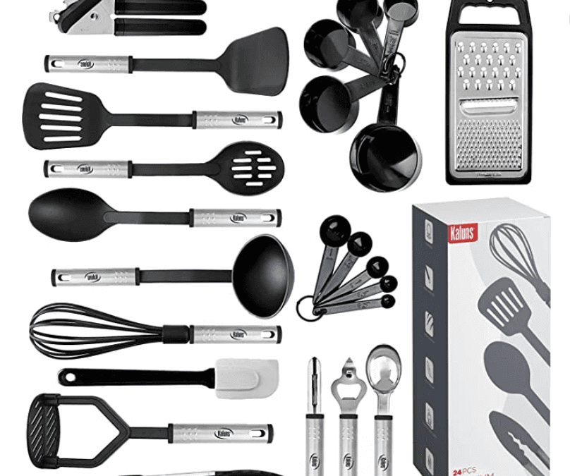 Kitchen Utensils Set  – 24 Nylon and Stainless Steel Cooking Utensil Set & Tools – $17.57 Shipped