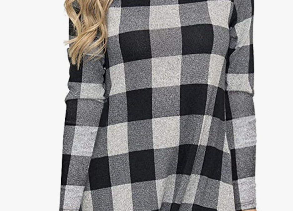 70% off Long Sleeve Plaid Color Block Tunic Dress – $9.00 shipped!