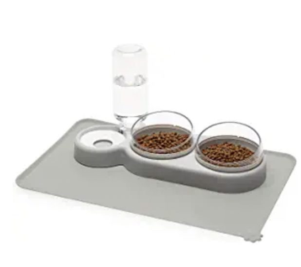 Set of 2 Raised Cat Bowls and Self Watering Bowl – $15.99