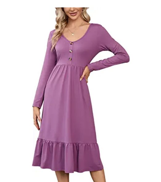 Women’s Casual Button Midi Dress – Just $11.99