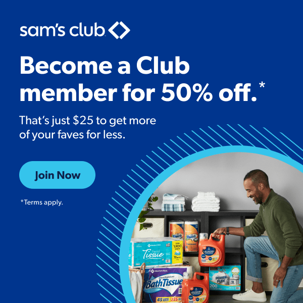 50% off Sam’s Club Membership – $24.99 for a Year!