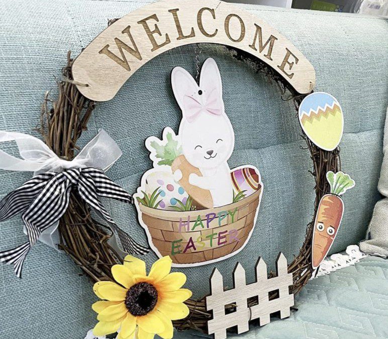 Easter Bunny Decor Welcome Wreath – Just $8.49 shipped!