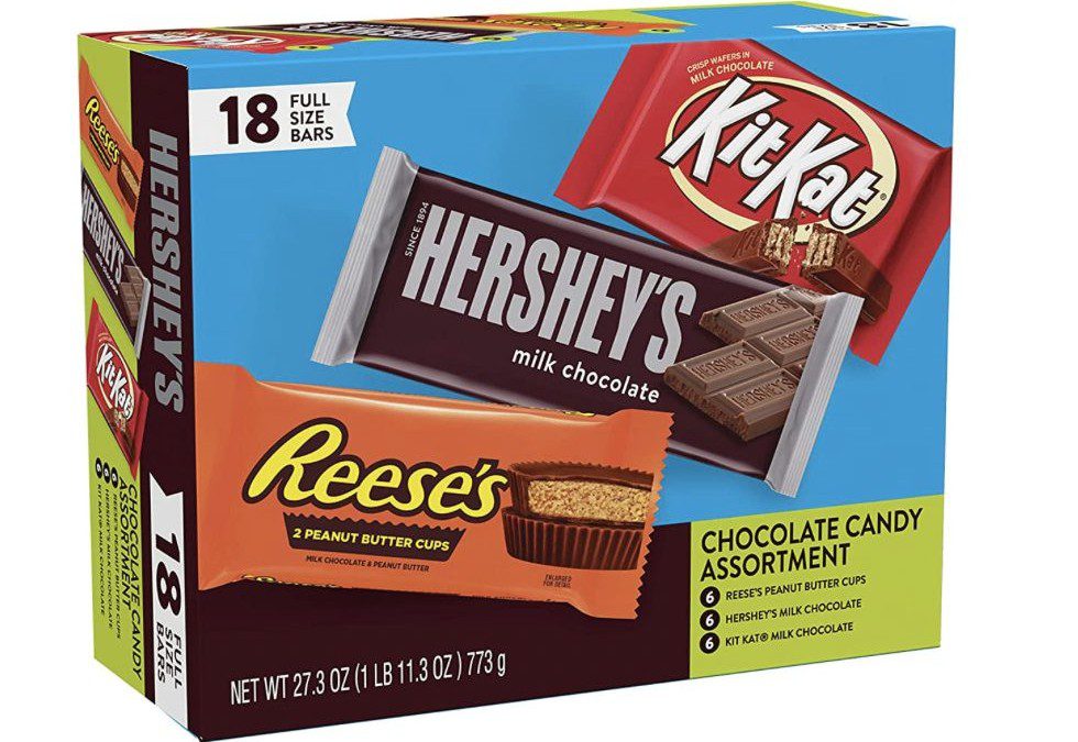 Full size Reese’s, Hershey’s Milk Chocolate and Kit Kat Bars – 18 Pack for $16.99 shipped! (That’s just $.94 each!!)