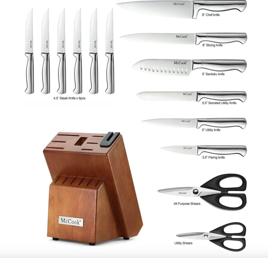 McCook 20 Pcs Knife Block Set Stainless Steel Kitchen Knife Set