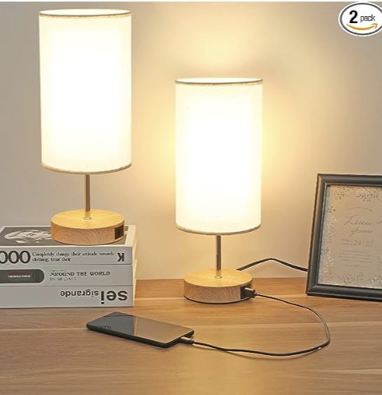 2 Pack Touch Control Bedside Lamps with USB ports – Just $16.29 shipped! {Great for a Guest Room and Dorm Room}