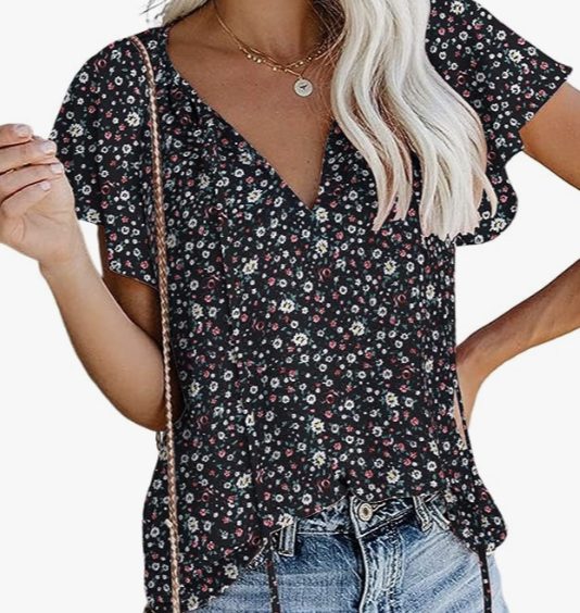 Short Sleeve Boho Floral and Animal Print Blouse – Just $12.99 shipped!